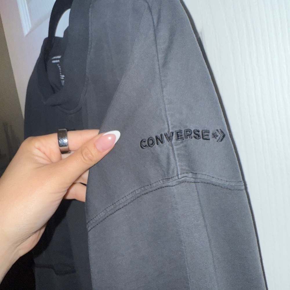 Converse Women's Black Cropped Sweatshirt - Picture 4 of 7